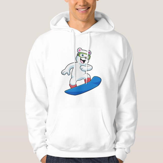 Eisbär als Snowboarder mit Snowboard Hoodie (Vorderseite)