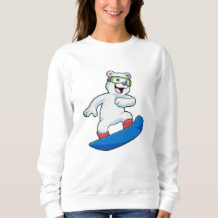 Eisbär als Snowboarder mit Snowboard Sweatshirt
