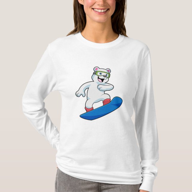 Eisbär als Snowboarder mit Snowboard T-Shirt (Vorderseite)