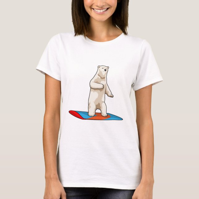 Eisbär als Snowboarder mit Snowboard T-Shirt (Vorderseite)
