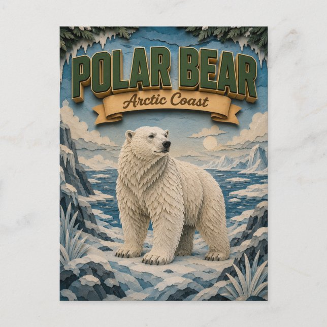 Eisbär Arktische Küste POPCUT Postkarte (Vorderseite)