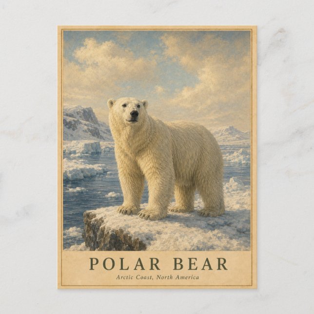 Eisbär Arktische Küste VINTAGE Postkarte (Vorderseite)
