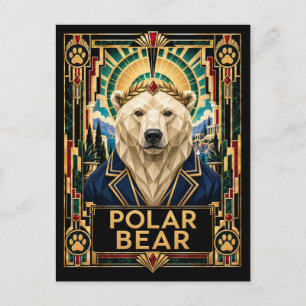 Eisbär, Art Deco Wildlife Postkarte