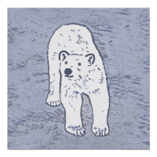 Eisbär auf Eis Gemälde - Originale Wildlife-Kunst Poster