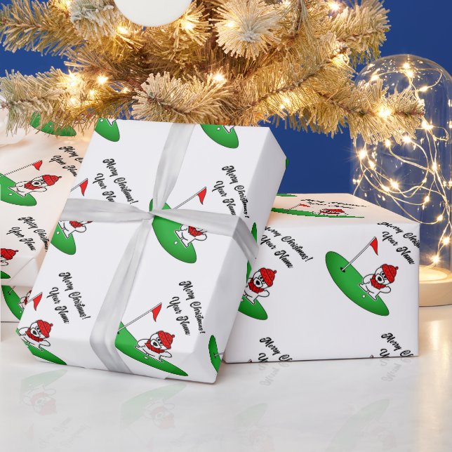 Eisbär auf Golfplatz süßes Weihnachten Geschenkpapier (Feiertage)
