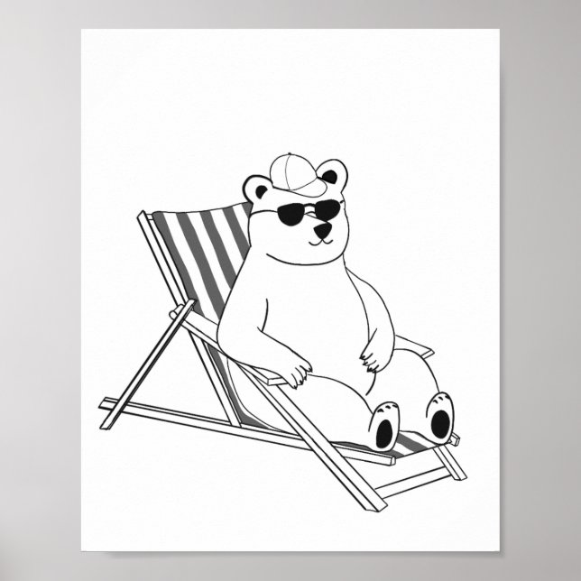 Eisbär auf Liegestuhl Poster (Vorne)
