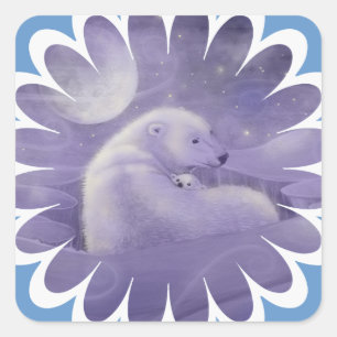 Eisbär-Aufkleber Quadratischer Aufkleber