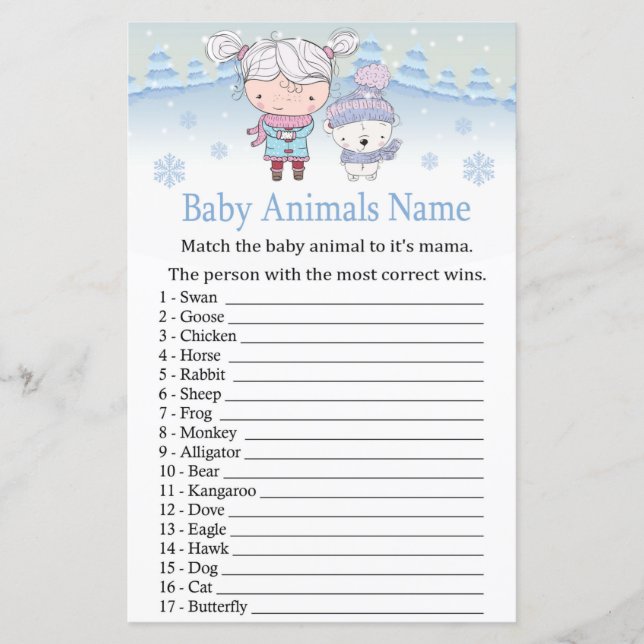 Eisbär Baby Tiere Name Spielbabydusche (Vorderseite)