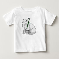 Eisbär beim Hockey mit Hockeystick