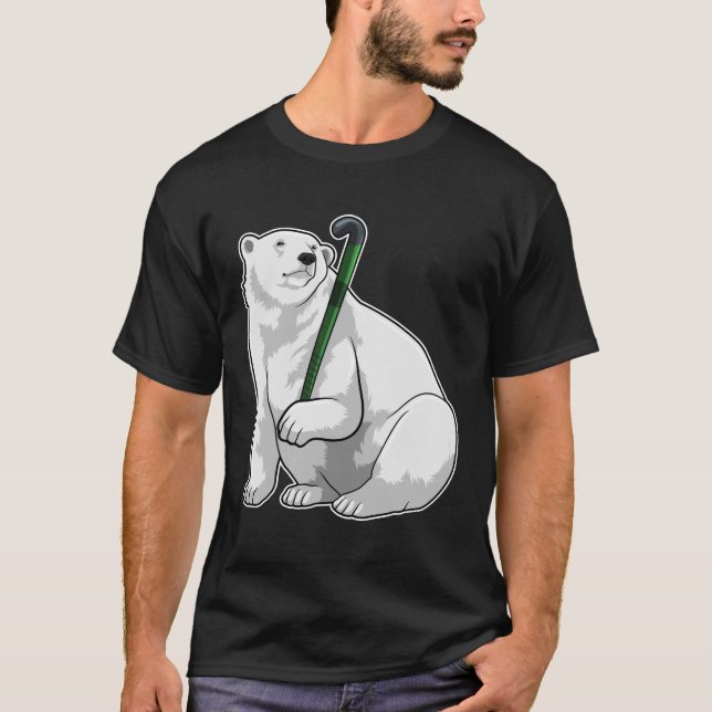 Eisbär beim Hockey mit Hockeystick T-Shirt (Vorderseite)