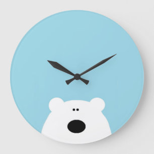 Eisbär Blau Große Wanduhr