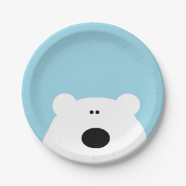 Eisbär-Blau Pappteller (Vorderseite)