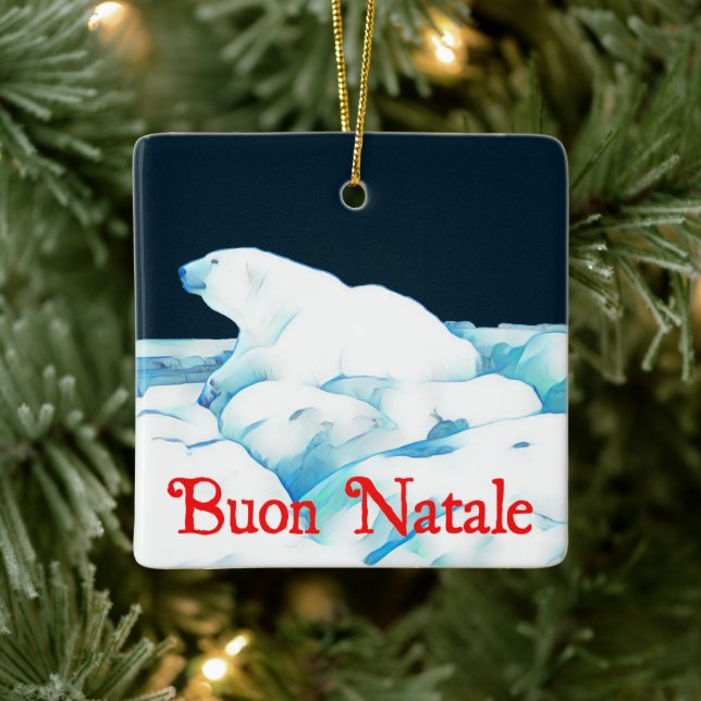 Eisbär - Buon Natale Keramikornament (Baum)