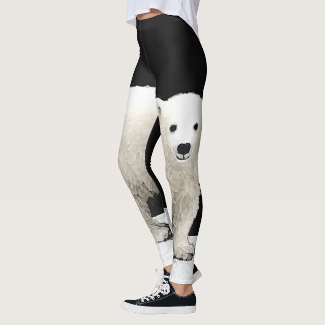 Eisbär-CUB-Malerei - ursprüngliche Tier-Kunst Leggings (Links)