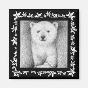 Eisbär-CUB-Schneeflocke-Weihnachtsmagnet Magnet