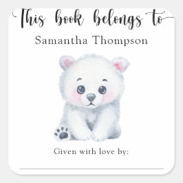 Eisbär - dieses Buch gehört Quadratischer Aufkleber