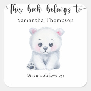 Eisbär - dieses Buch gehört Quadratischer Aufkleber