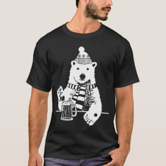 Eisbär-Eisbär-eiskaltes trinkendes Bier Alask T-Shirt