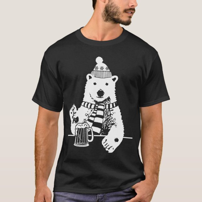 Eisbär-Eisbär-eiskaltes trinkendes Bier Alask T-Shirt (Vorderseite)