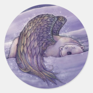 Eisbär-Engel-Aufkleber Runder Aufkleber