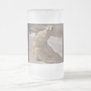 Eisbär entspannt im Schnee Vintage-Illustration Mattglas Bierglas
