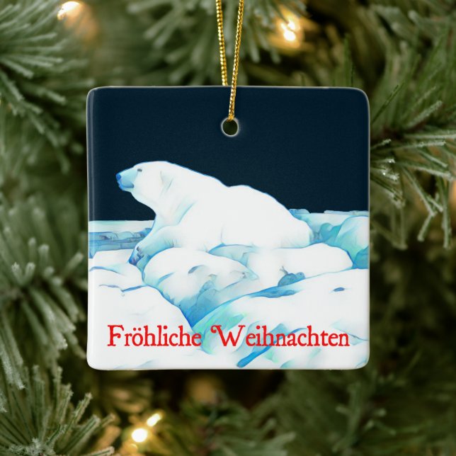 Eisbär - Fröhliche Weihnachten Keramikornament (Baum)