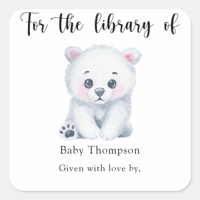 Eisbär - für die Bibliothek Quadratischer Aufkleber (Vorderseite)