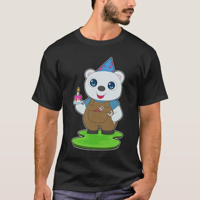 Eisbär-Geburtstagsmechaniker T-Shirt (Vorderseite)