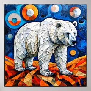 Eisbär Geometrisches Tier-Wandbild Poster