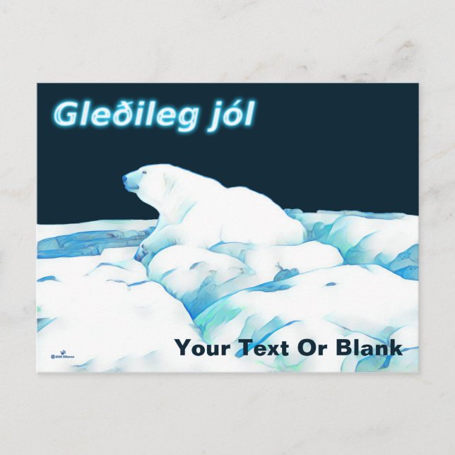 Eisbär - Gleðileg Jól Feiertagspostkarte (Vorderseite)