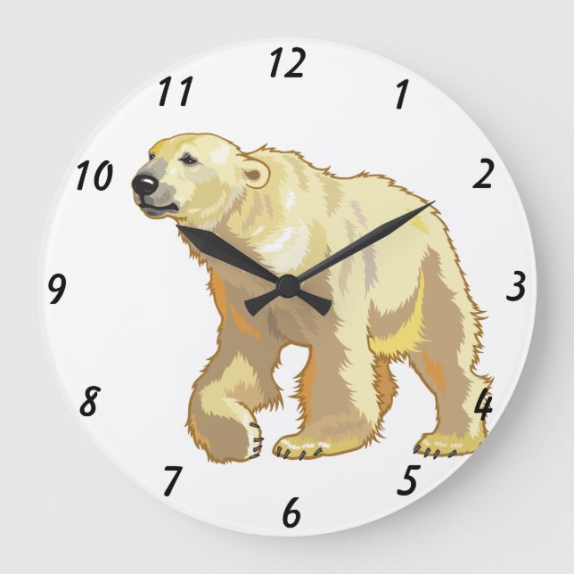 Eisbär Große Wanduhr (Vorderseite)