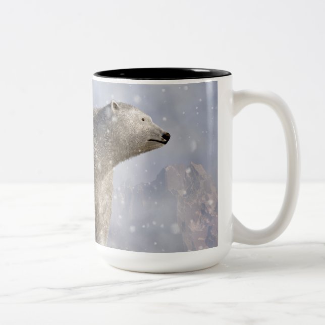 Eisbär in einem Schneesturm Zweifarbige Tasse (Rechts)