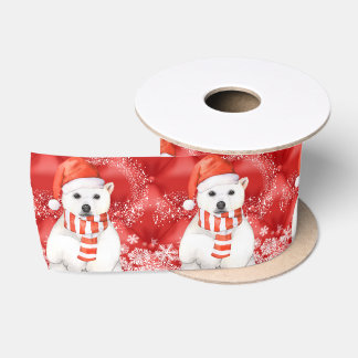 Eisbär in einer Sankt-Kappe - Weiß der Satinband