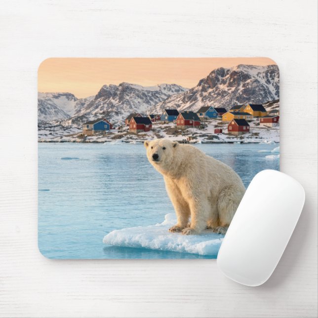 Eisbär in Grönland auf Eisscholle Mousepad (Mit Mouse)