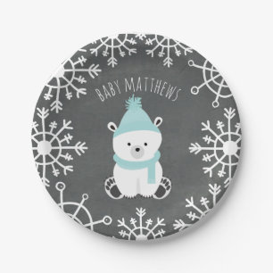 Eisbär-Jungen-Winter-Babyparty Pappteller