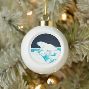 Eisbär Keramik Kugel-Ornament