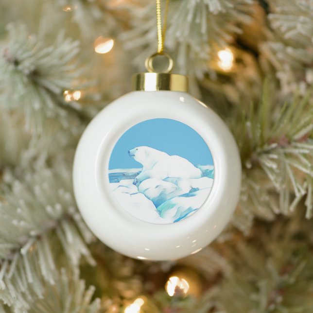 Eisbär Keramik Kugel-Ornament (Baum)