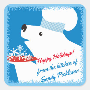 Eisbär Koch für Schneeflocken Weihnachten Quadratischer Aufkleber