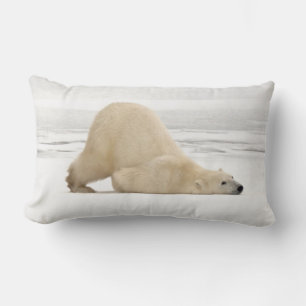 Eisbär kratzt sich auf gefrorener Tundra Lendenkissen