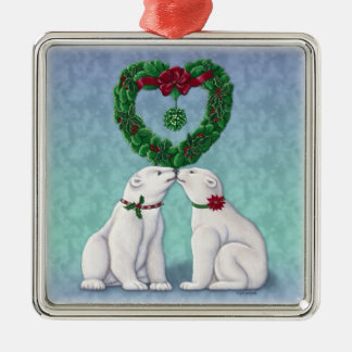 Eisbär-Kuss-Verzierung Silbernes Ornament