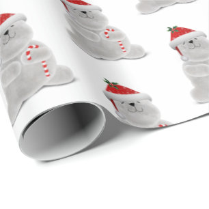 Eisbär lächelnd mit Zuckerrohr Geschenkpapier