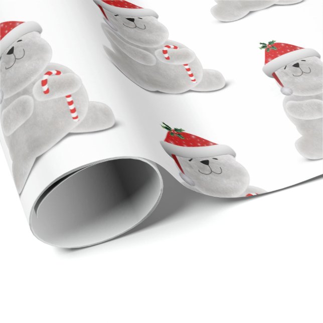 Eisbär lächelnd mit Zuckerrohr Geschenkpapier (Rolleneckpunkt)