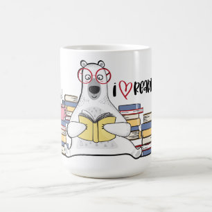 Eisbär liest Buch Kaffeetasse