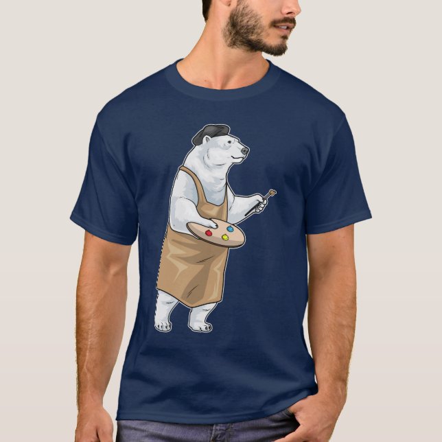 Eisbär Maler Pinsel Malerei T-Shirt (Vorderseite)