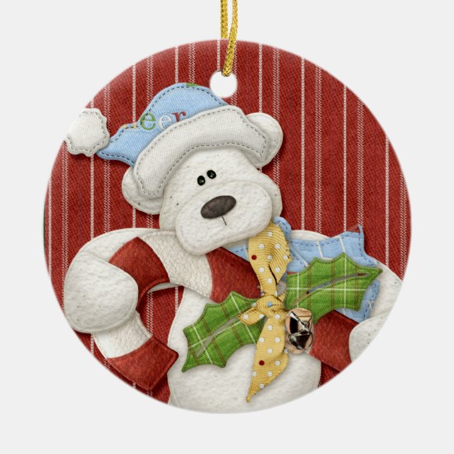 Eisbär mit Candy Cane Holiday Ornament (Vorne)