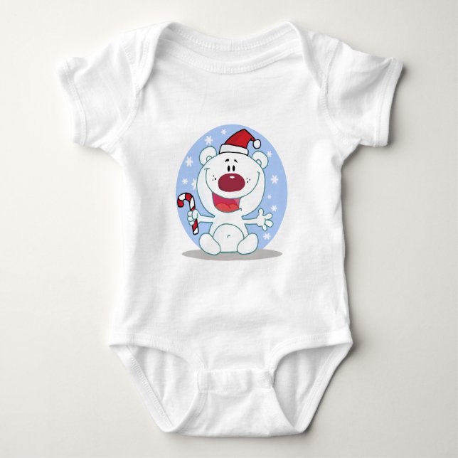 Eisbär mit Candy Cane Holiday Tshirts (Vorderseite)