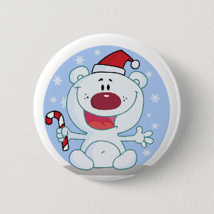 Eisbär mit Candy Cane Holiday Tshirts Button