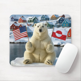 Eisbär mit grönländischen und amerikanischen Flagg Mousepad