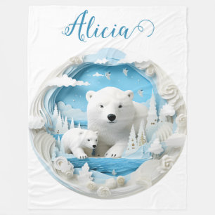 Eisbär mit Jungtier Arktischer Ozean Weiß Winter Fleecedecke
