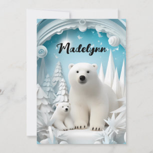 Eisbär mit kalter Arktis Weißer Happy Feiertagskarte
